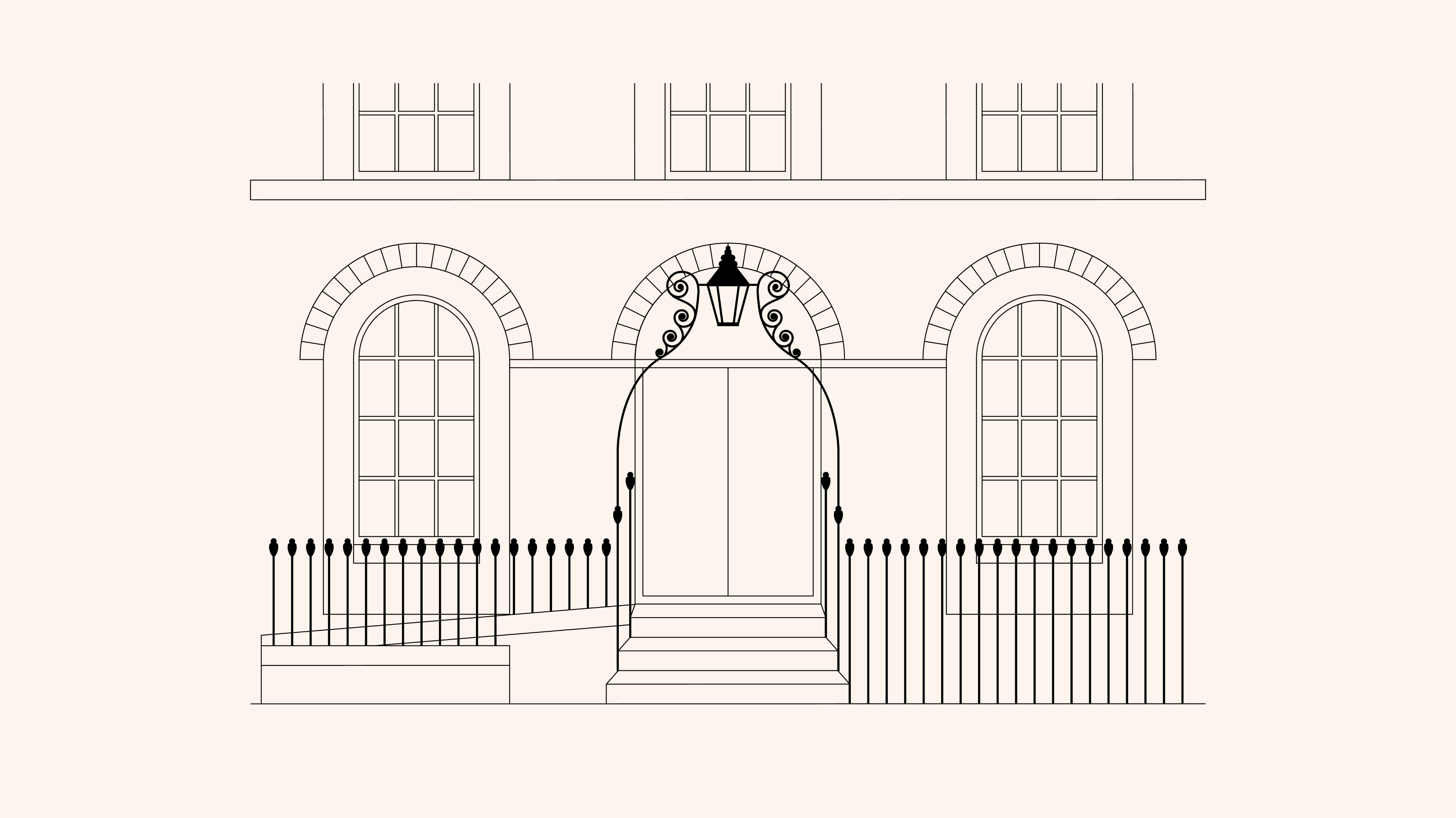 Thin line drawing of Camberwell House registry office