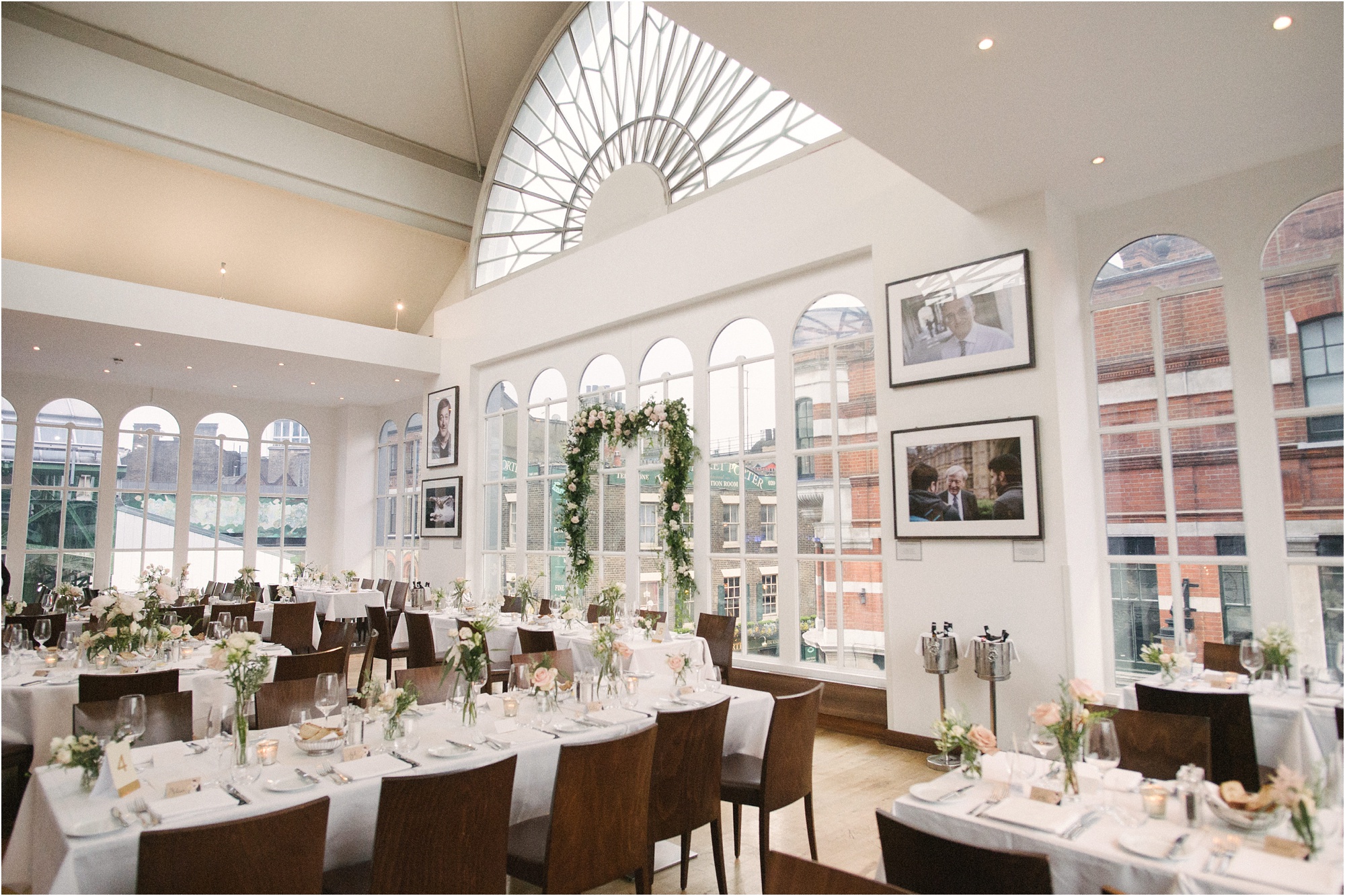 Dining set up for a wedding at Roast restaurant