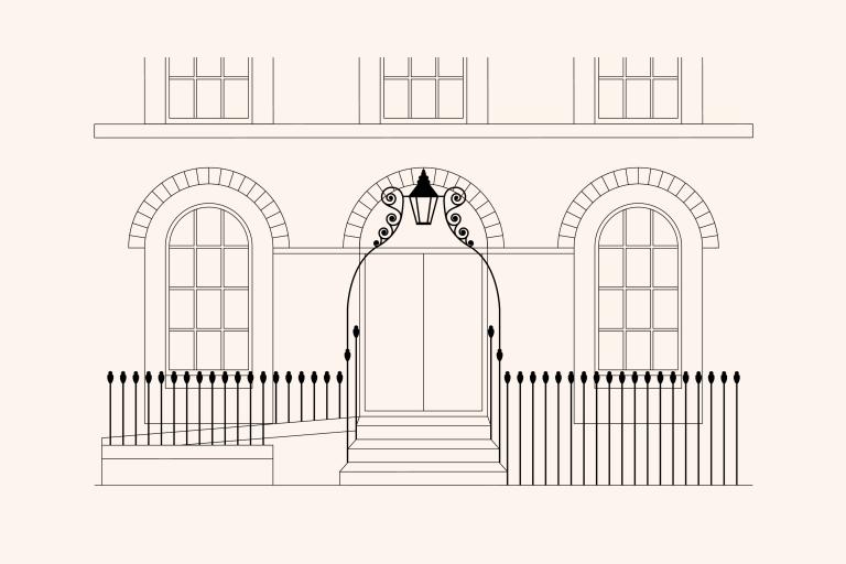 Thin line drawing of Camberwell House registry office