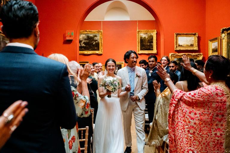 A couple getting married in Dulwich Picture Gallery 