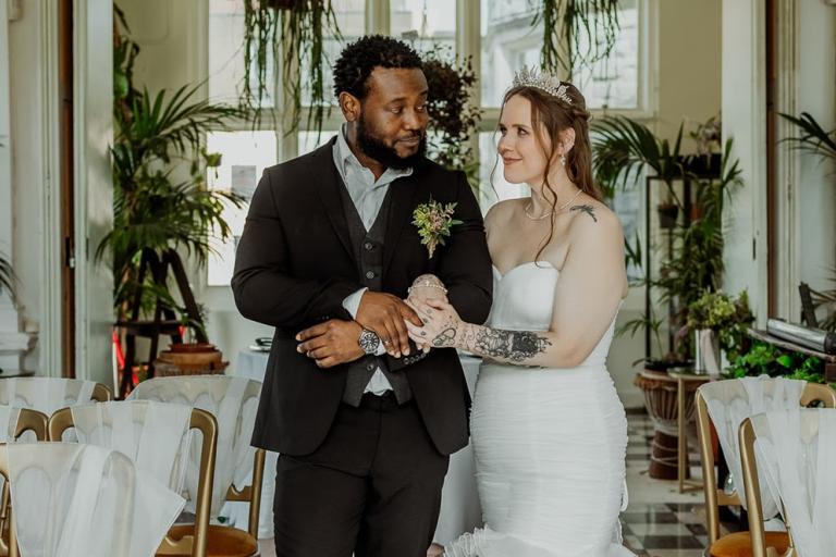 Couple at Kingswood Arts on their weeding